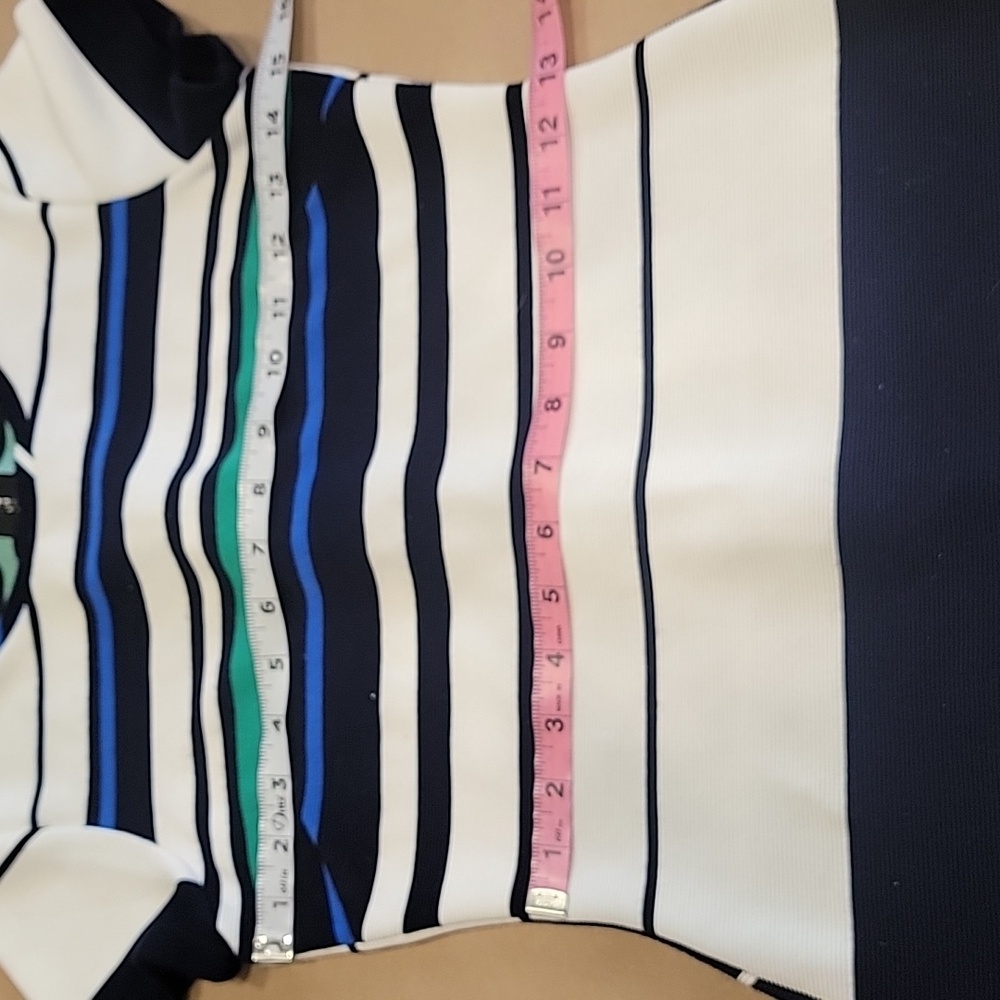 LuLu's Size S White Blue Teal Striped Bodycon Mini Dress - Picture 6 of 11